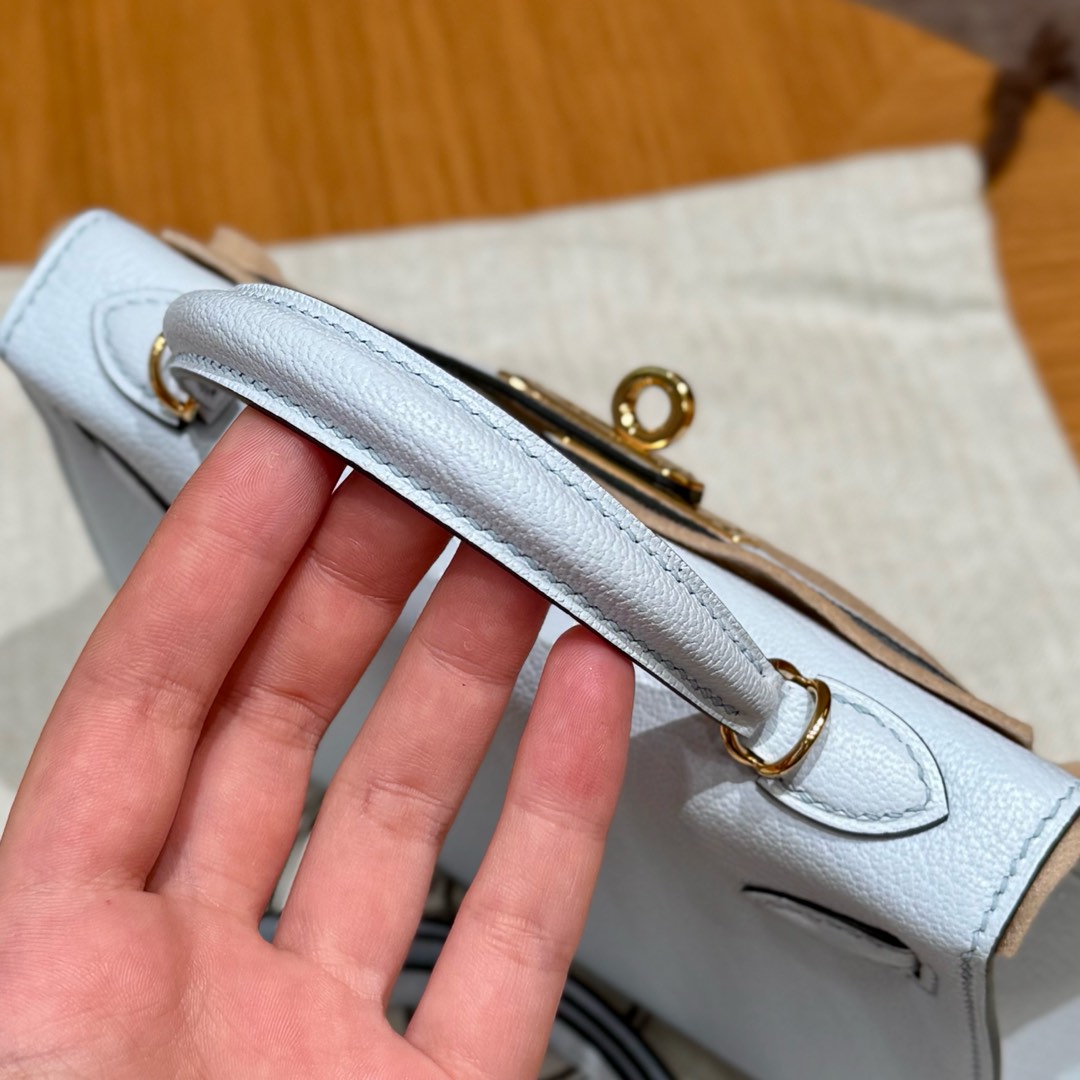 Hermès  Mini Kelly2 Size19 Blue Brume chèvre
