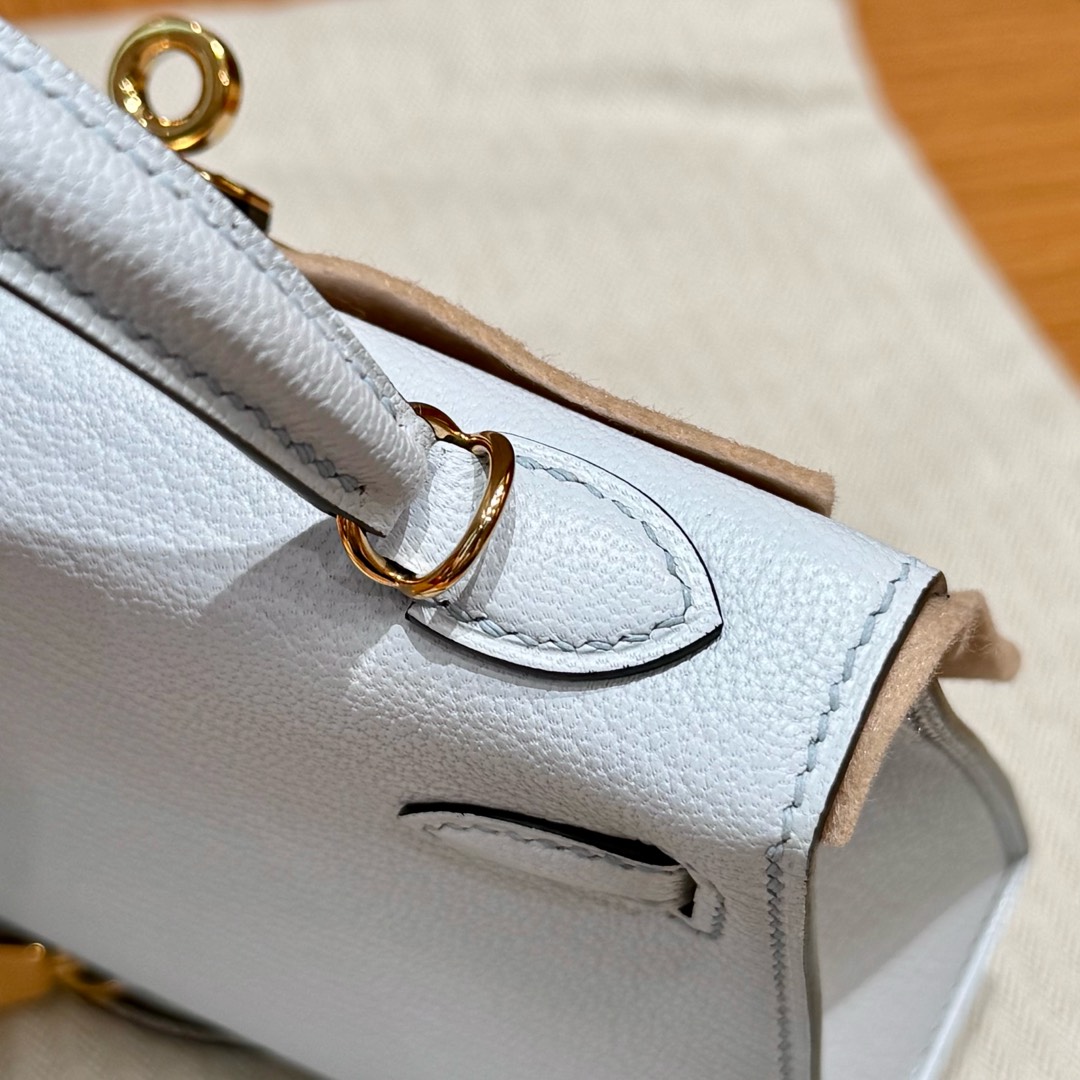 Hermès  Mini Kelly2 Size19 Blue Brume chèvre