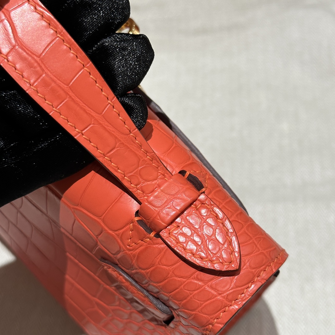 Hermès  Kelly Pochette 1 Orange Alligator🐊