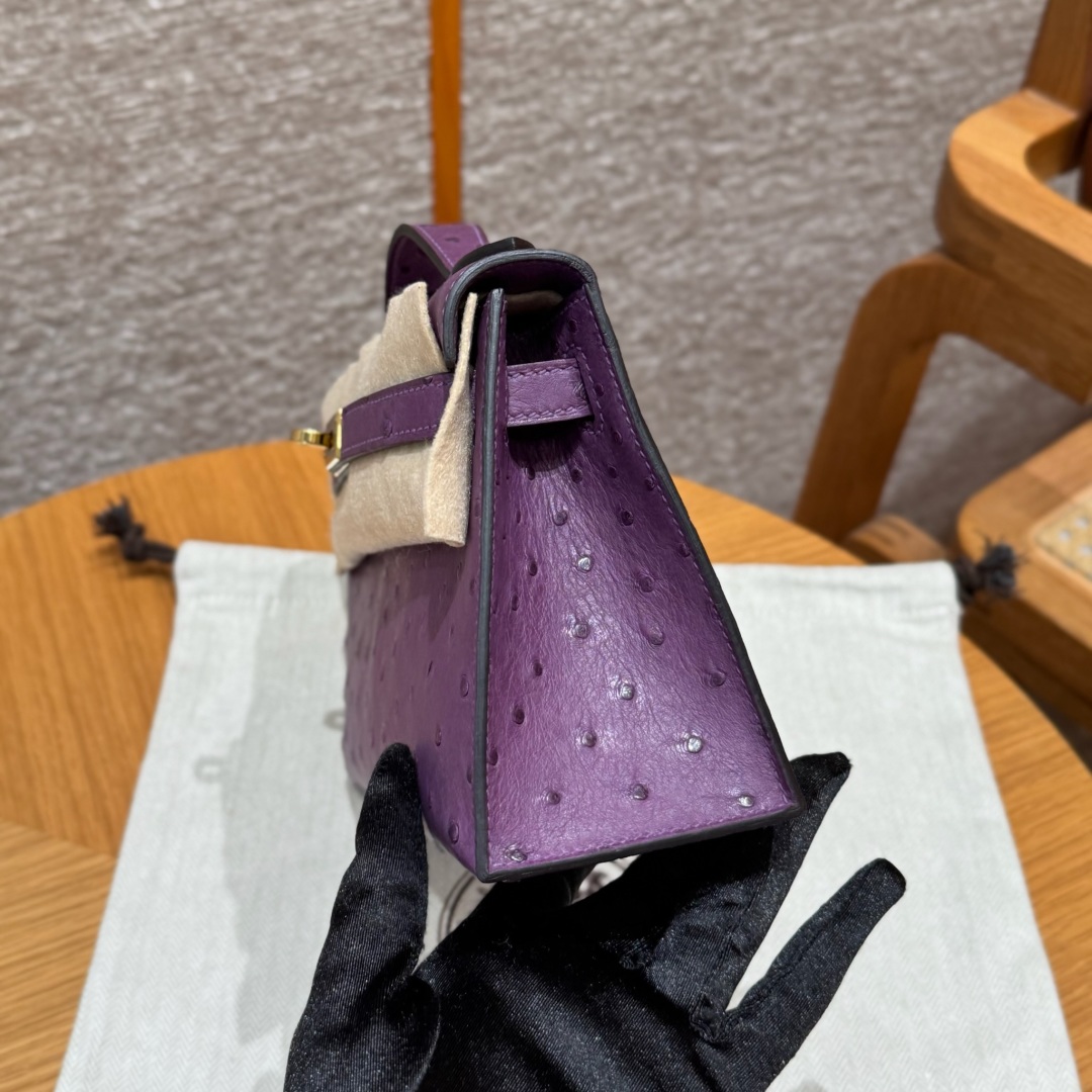 Hermès  Kelly Pochette 1  Anemone KK ostrich imported