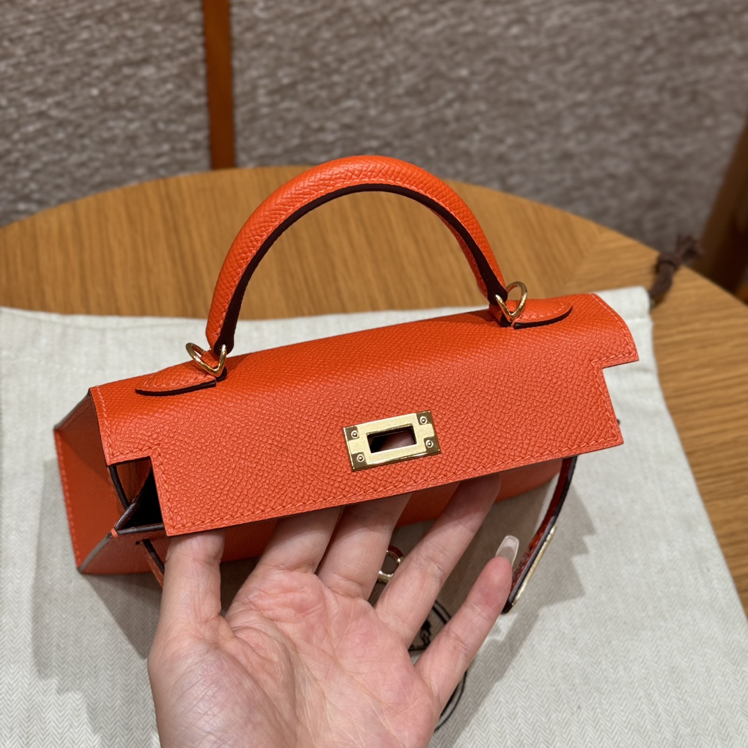 Hermès  Mini Kelly2 Size19 Feu  Epsom
