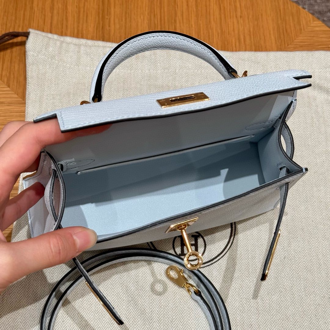 Hermès  Mini Kelly2 Size19 Blue Brume chèvre