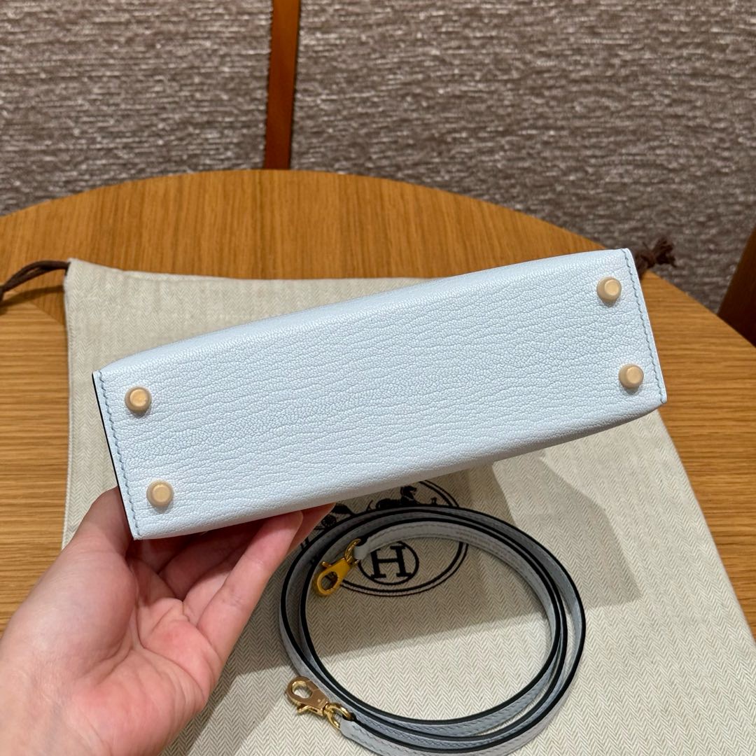 Hermès  Mini Kelly2 Size19 Blue Brume chèvre