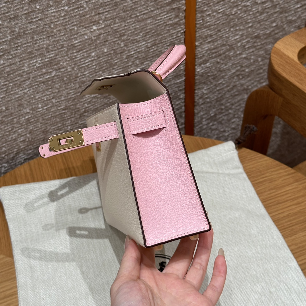 Hermès  Mini Kelly2 Size19  Nata and Rose Sakura Chever