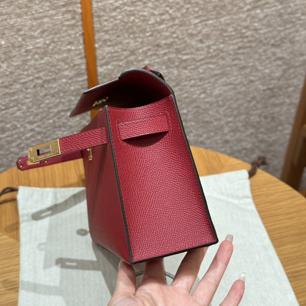 Hermès  Kelly Pochette 1 Rouge great Epsom