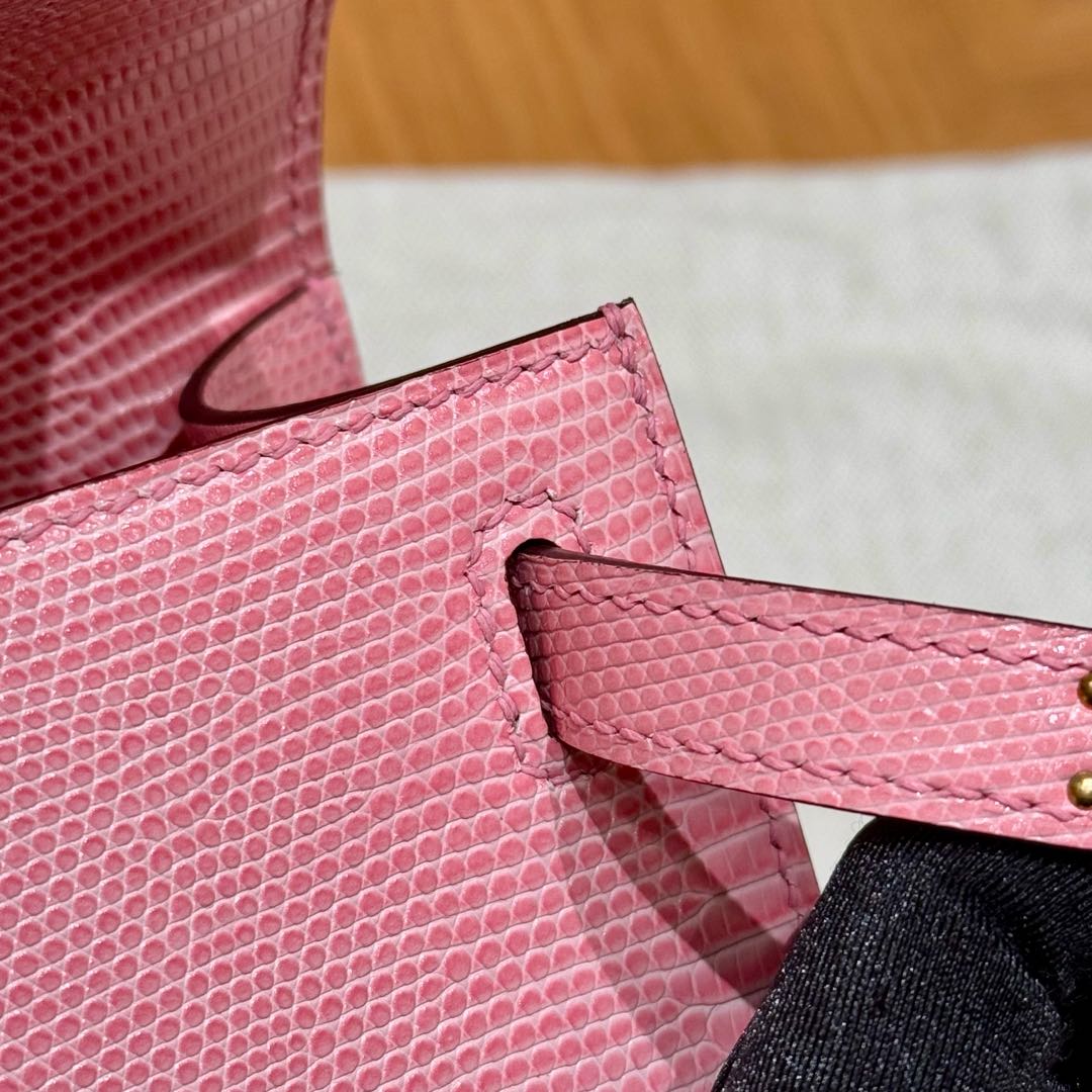 Hermès  Kelly Pochette 1   Pink Lizard imported