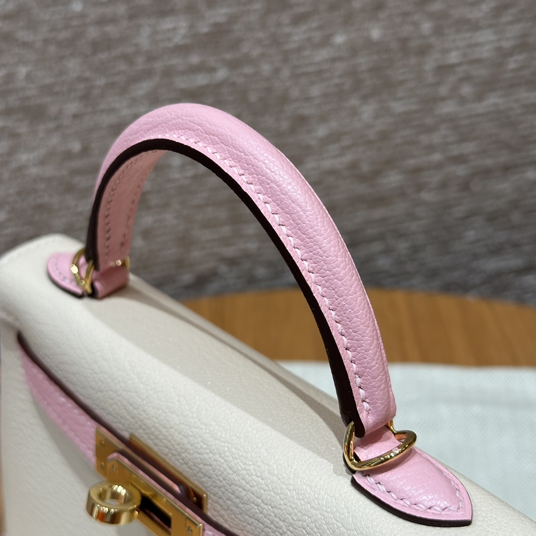 Hermès  Mini Kelly2 Size19  Nata and Rose Sakura Chever