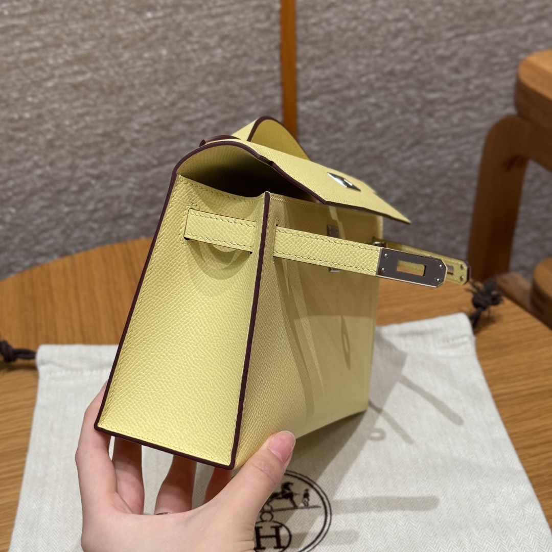 Hermès  Kelly Pochette 1 Jaune Poussin Epsom