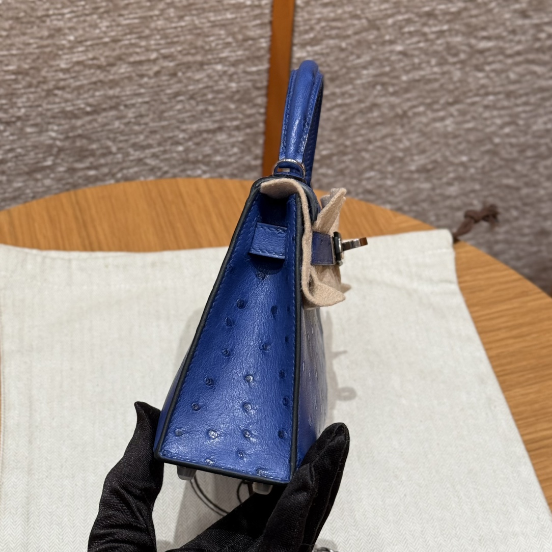 Hermès  Mini Kelly2 Size19 Blue roy  KK ostrich imported