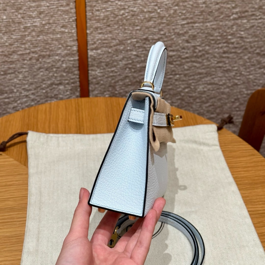 Hermès  Mini Kelly2 Size19 Blue Brume chèvre