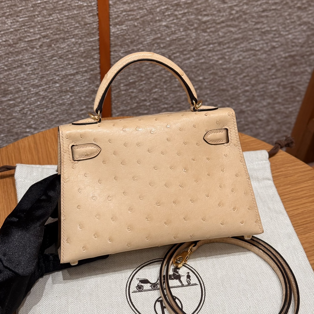 Hermès  Mini Kelly2 Size19 Chai  KK ostrich imported