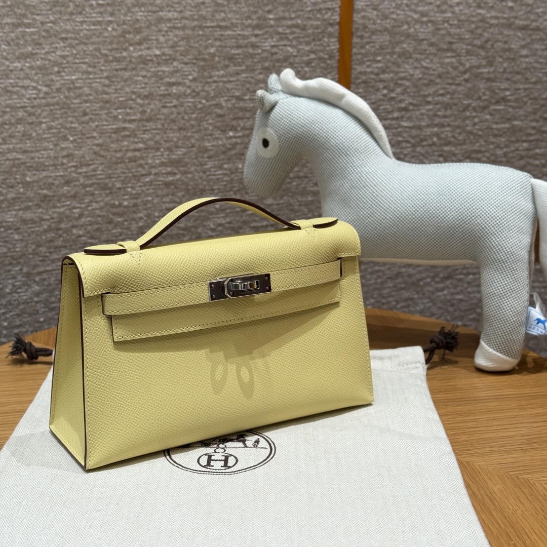 Hermès  Kelly Pochette 1 Jaune Poussin Epsom