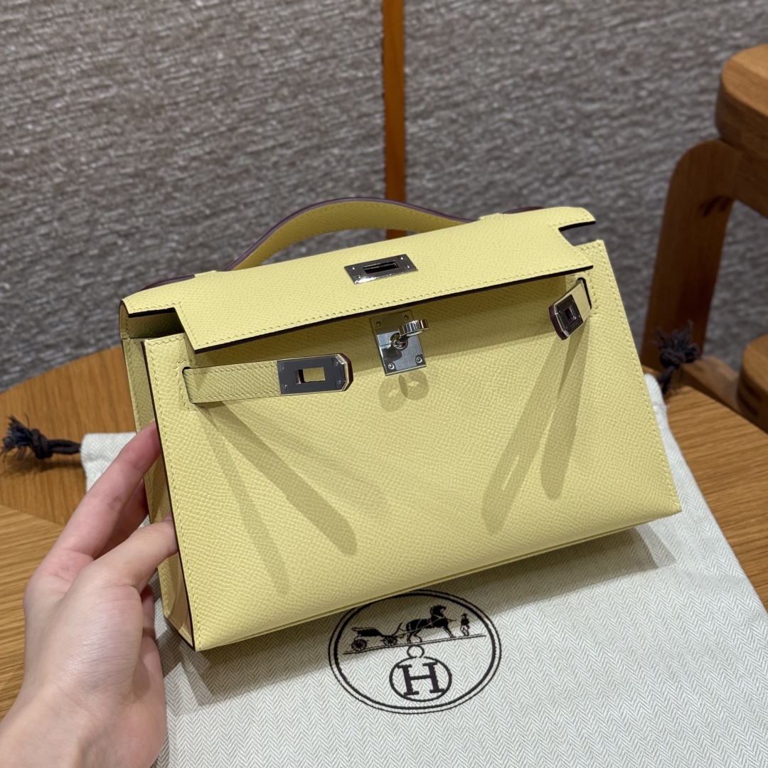 Hermès  Kelly Pochette 1 Jaune Poussin Epsom
