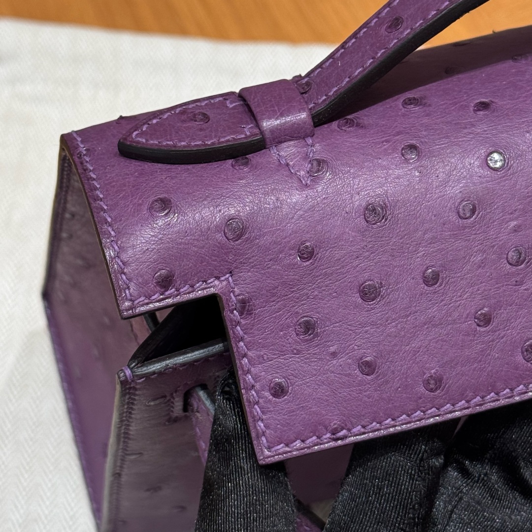 Hermès  Kelly Pochette 1  Anemone KK ostrich imported