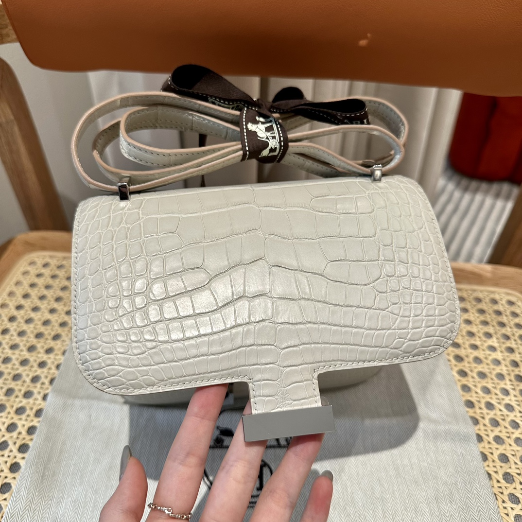 Hermès Constance 19  Beton  Alligator shiny crocodile🐊