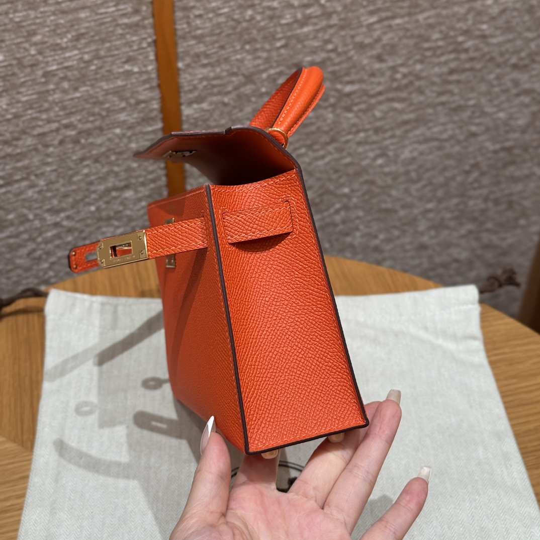 Hermès  Mini Kelly2 Size19 Feu  Epsom