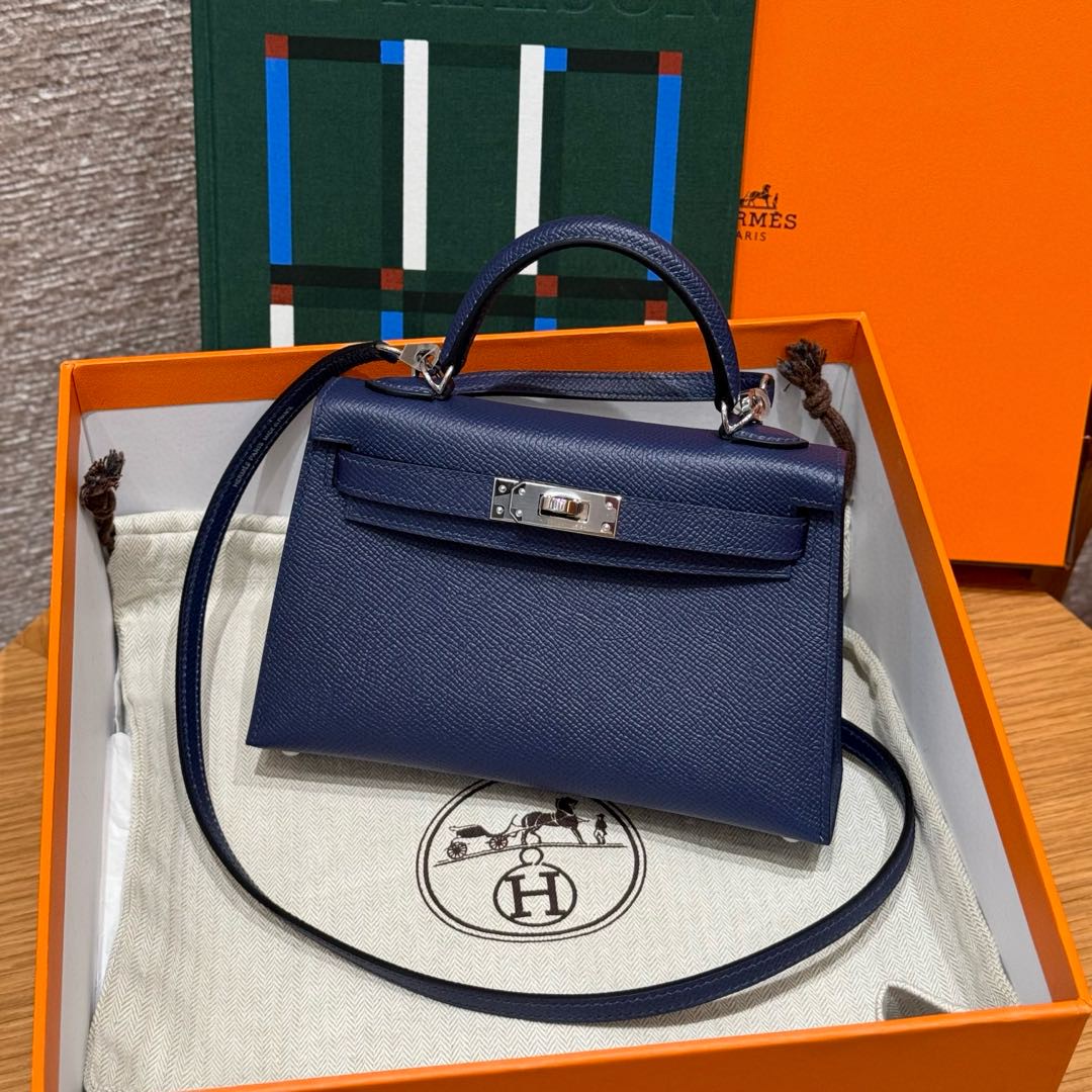 Hermès  Mini Kelly2 Size19 Blue saphir epsom