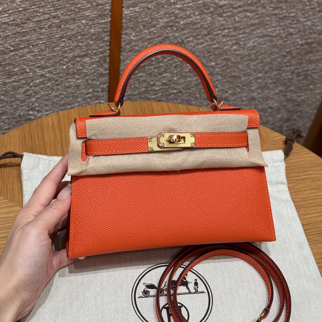 Hermès  Mini Kelly2 Size19 Feu  Epsom