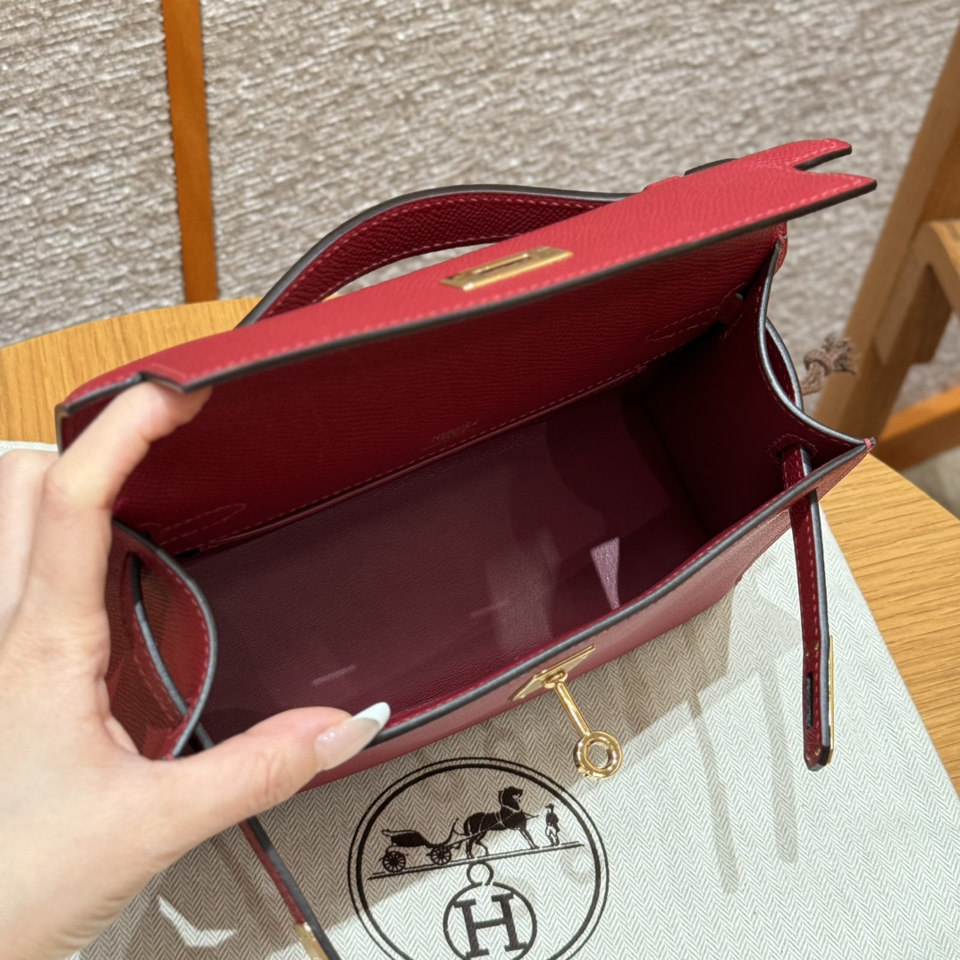 Hermès  Kelly Pochette 1 Rouge great Epsom