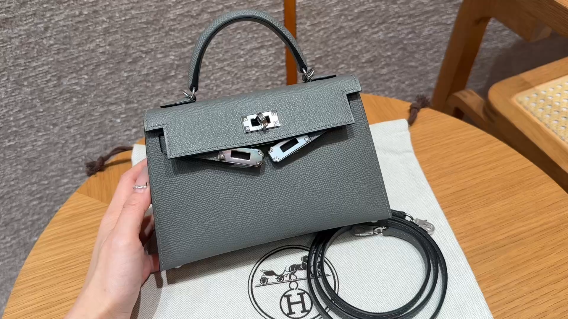 Hermès  Mini Kelly2 Size19 Gris Mayer Epsom
