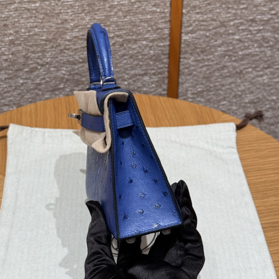 Hermès  Mini Kelly2 Size19 Blue roy  KK ostrich imported