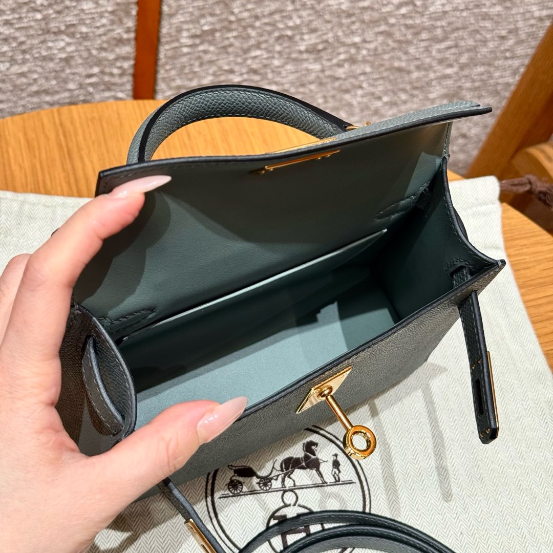 Hermès  Mini Kelly2 Size19 Vert Amanda  epsom