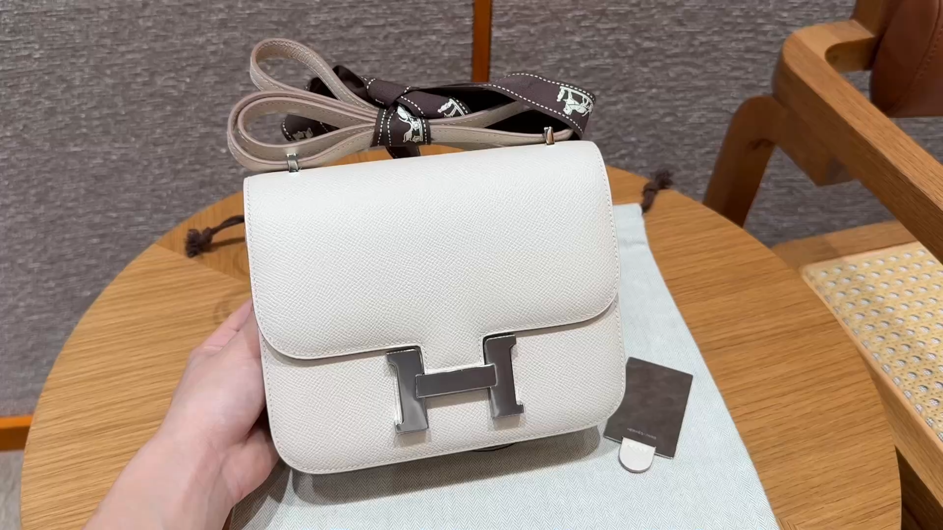 Hermès Constance 19 Craie Epsom Mirror