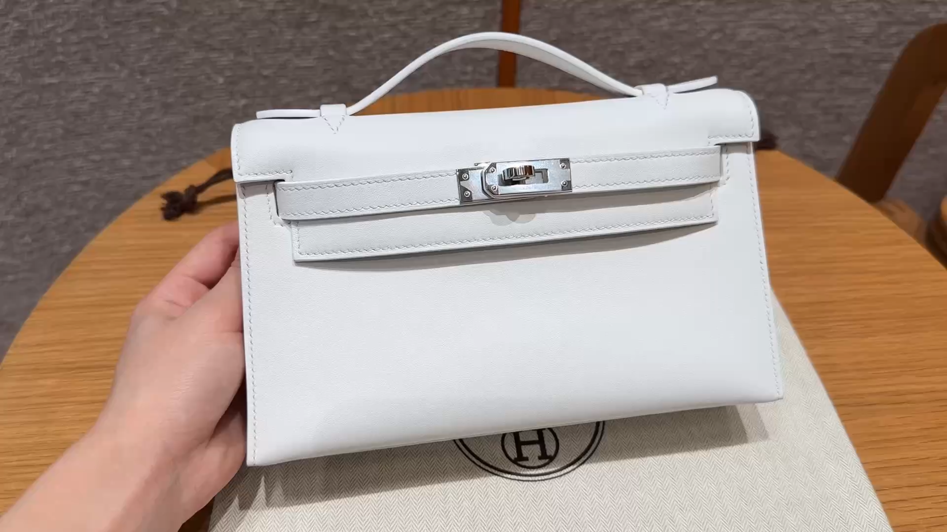 Hermès  Kelly Pochette 1 Blanc Swift