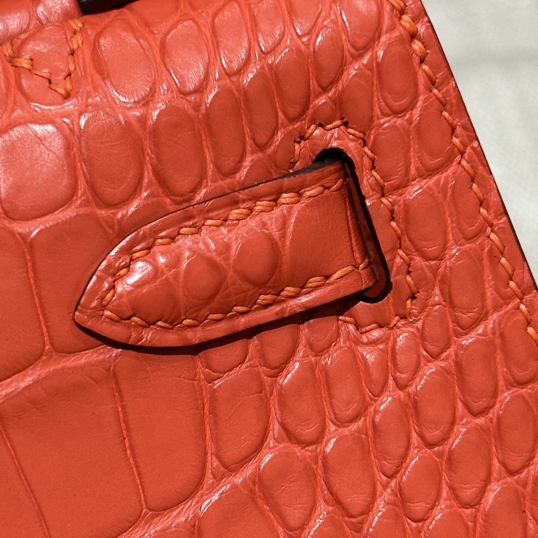 Hermès  Kelly Pochette 1 Orange Alligator🐊