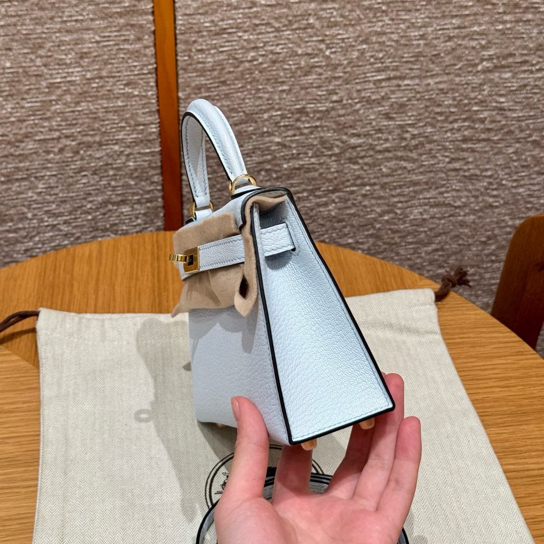 Hermès  Mini Kelly2 Size19 Blue Brume chèvre