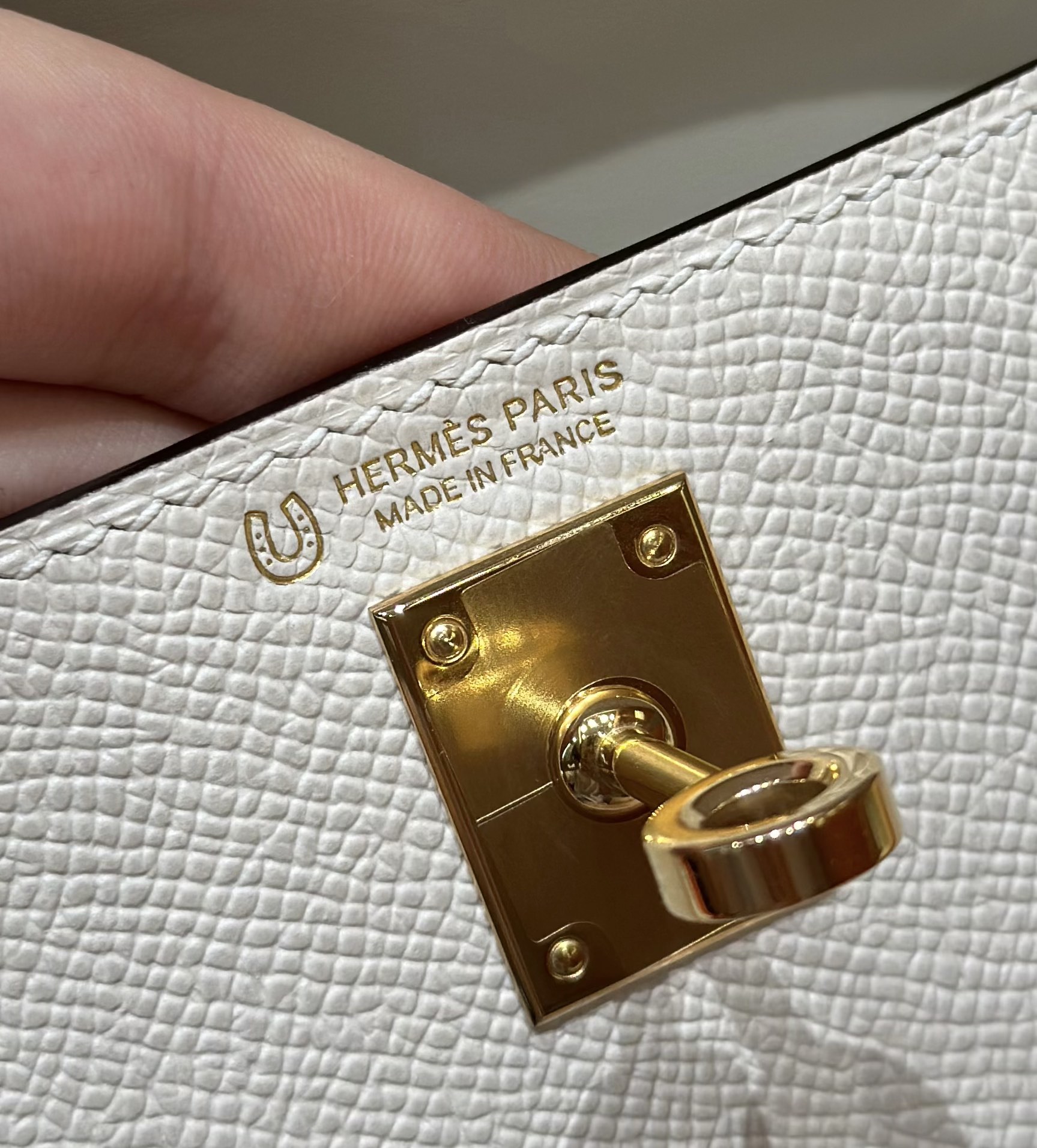 Hermès  Mini Kelly2 Size19 Craie and Girs Asphalted Epsom