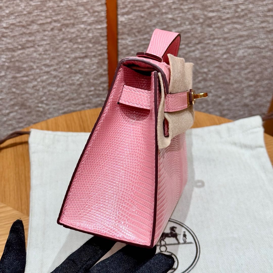 Hermès  Kelly Pochette 1   Pink Lizard imported