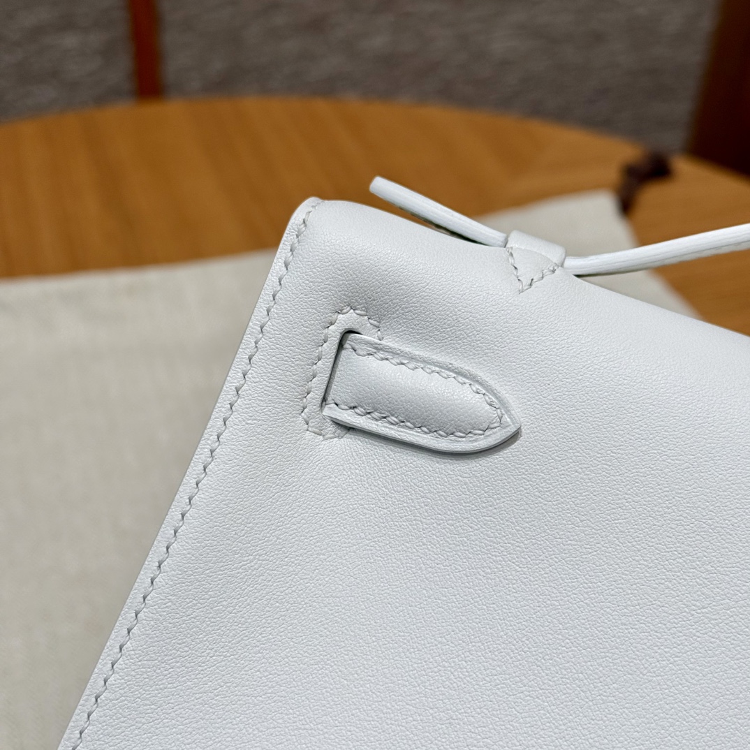 Hermès  Kelly Pochette 1 Blanc Swift