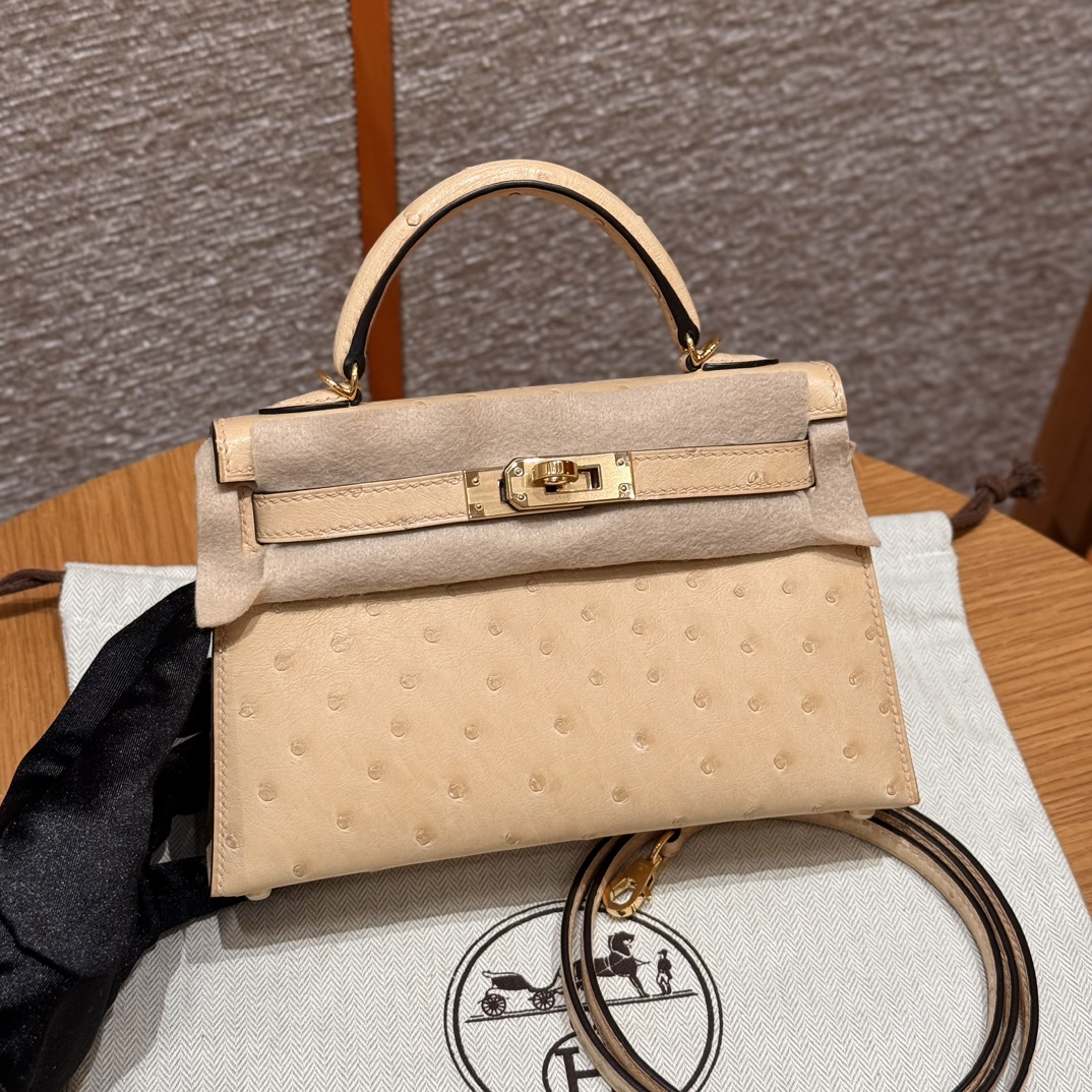 Hermès  Mini Kelly2 Size19 Chai  KK ostrich imported