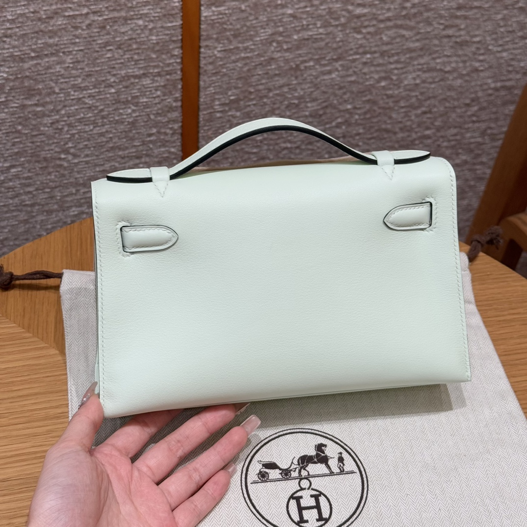 Hermès  Kelly Pochette 1  Vert Fizz Swift