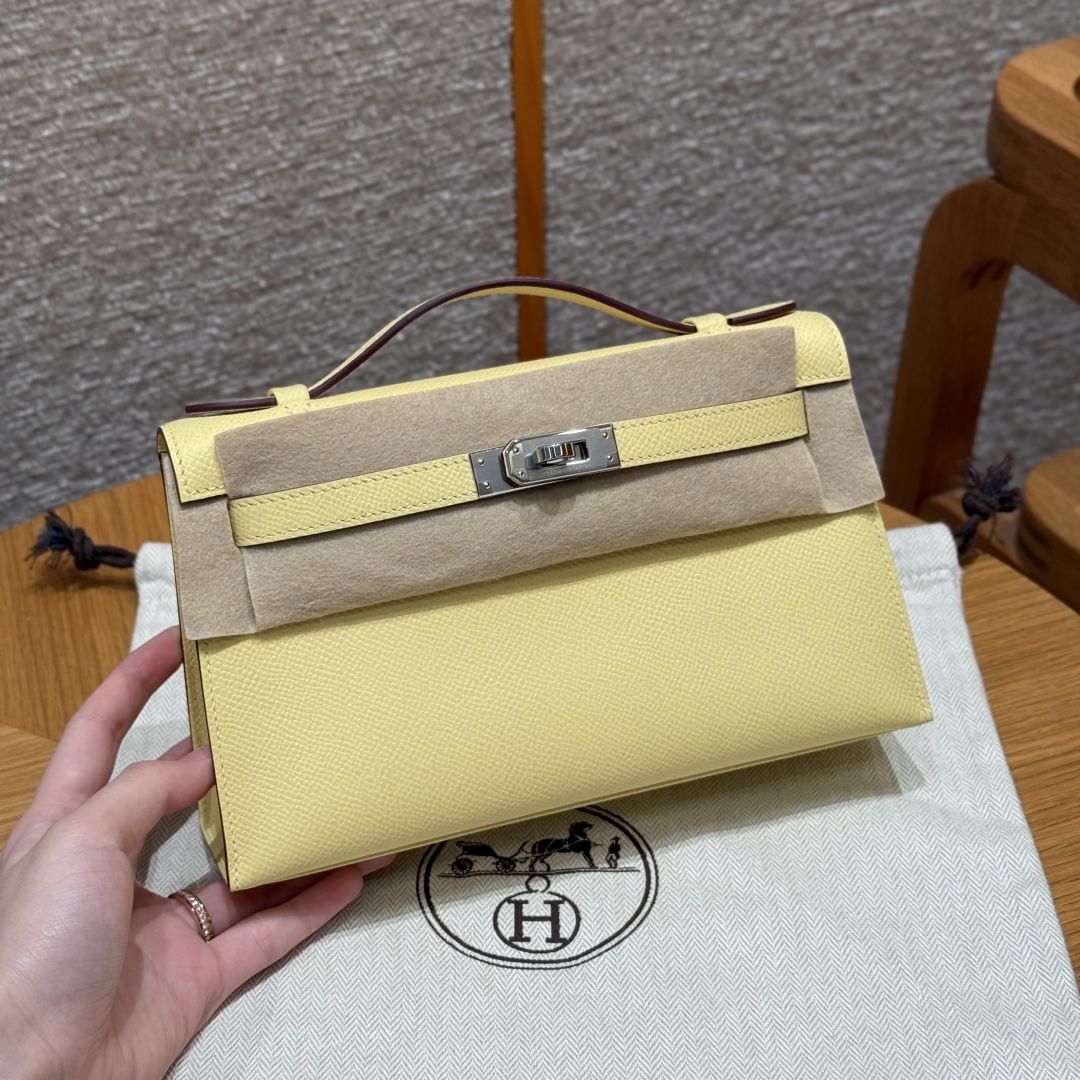 Hermès  Kelly Pochette 1 Jaune Poussin Epsom