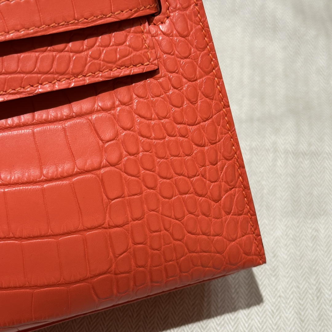 Hermès  Kelly Pochette 1 Orange Alligator🐊