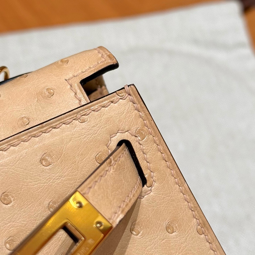 Hermès  Mini Kelly2 Size19 Chai  KK ostrich imported