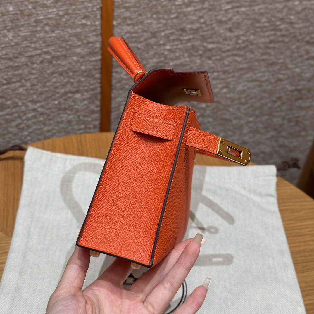 Hermès  Mini Kelly2 Size19 Feu  Epsom