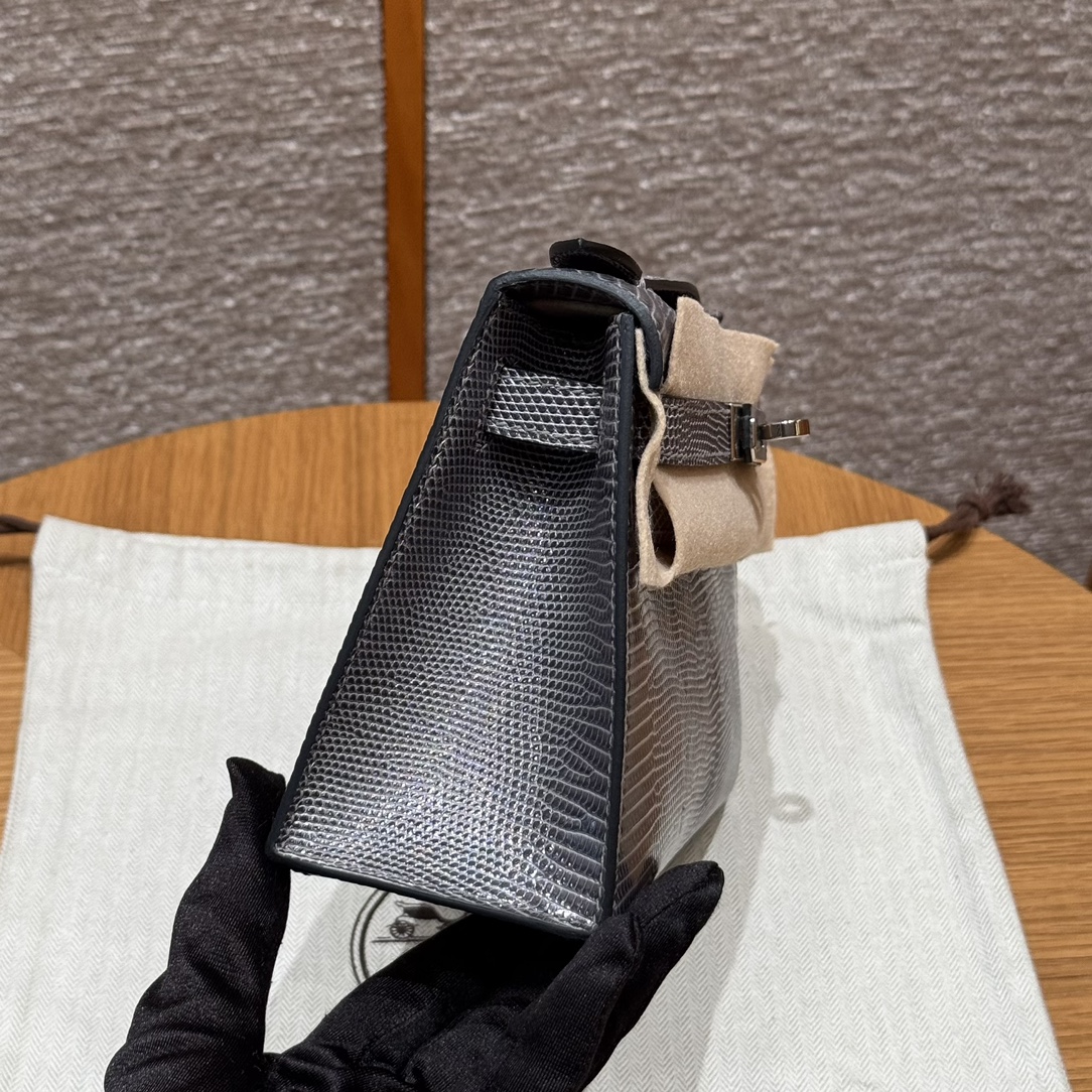 Hermès  Kelly Pochette 1  Ardoise Lizard imported