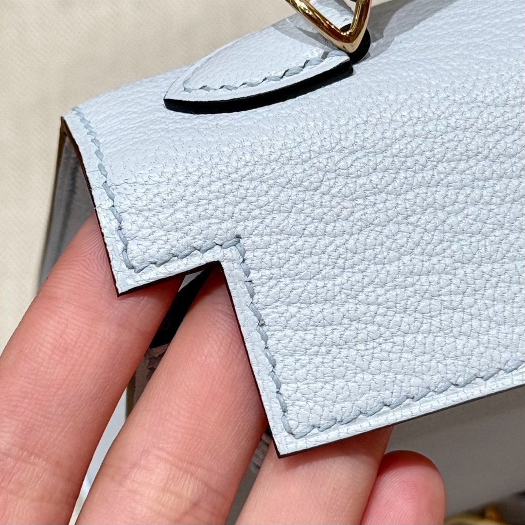 Hermès  Mini Kelly2 Size19 Blue Brume chèvre