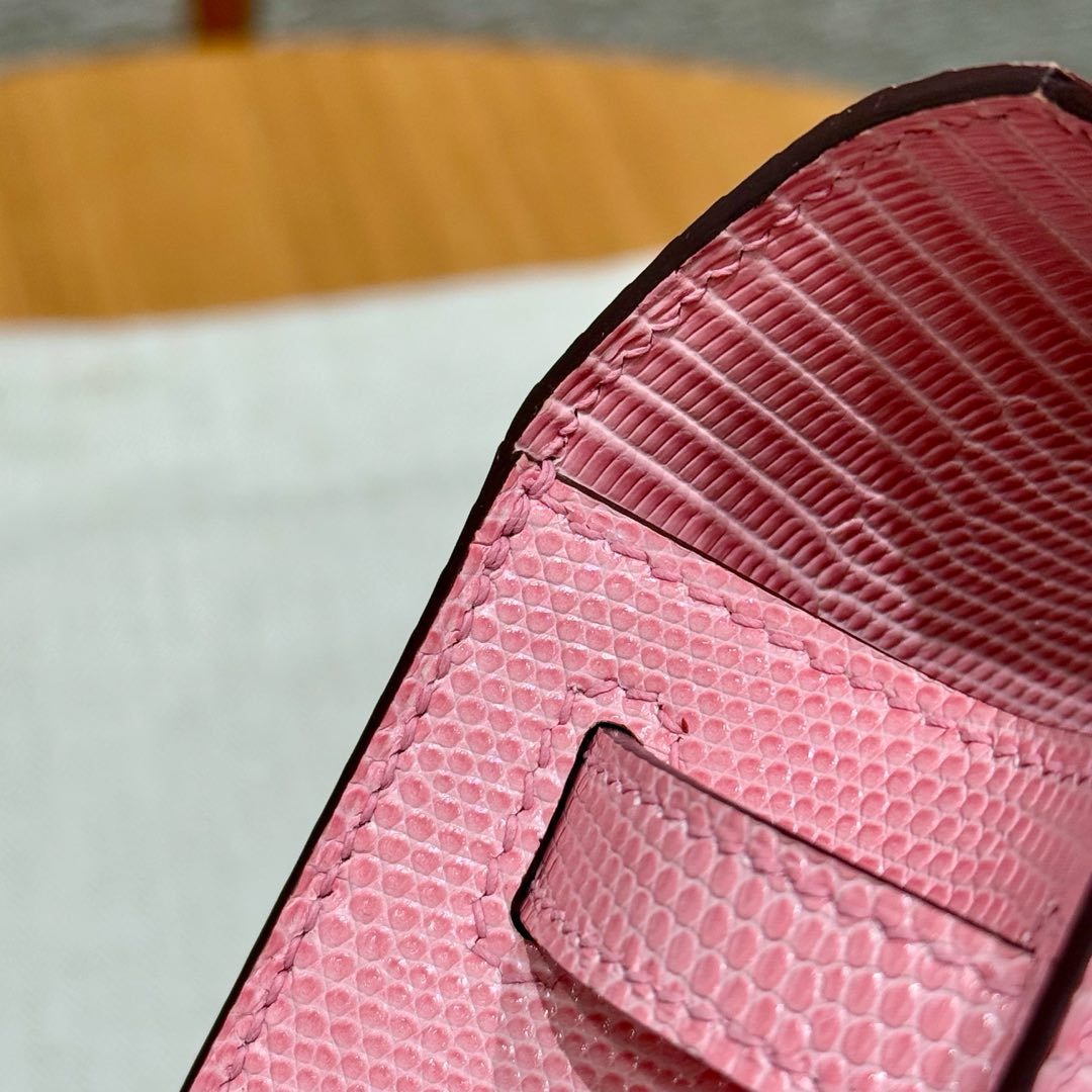 Hermès  Kelly Pochette 1   Pink Lizard imported