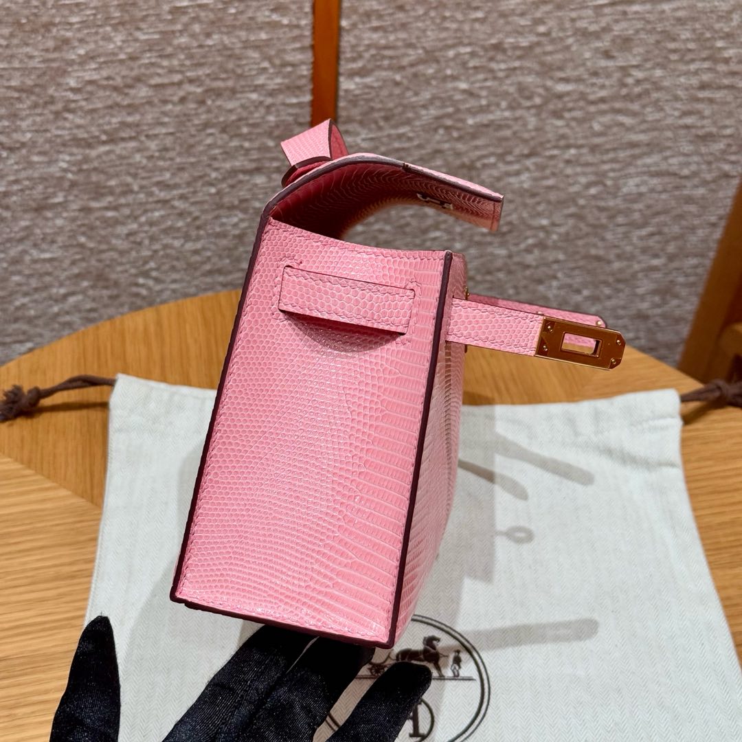Hermès  Kelly Pochette 1   Pink Lizard imported