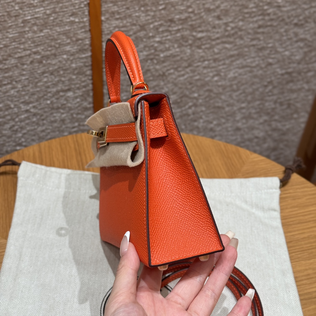 Hermès  Mini Kelly2 Size19 Feu  Epsom