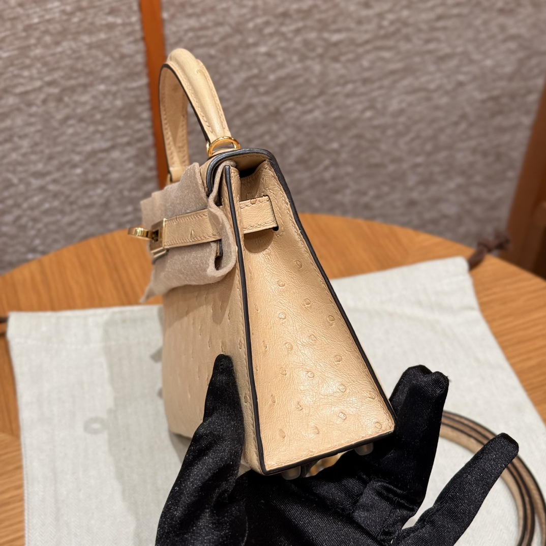Hermès  Mini Kelly2 Size19 Chai  KK ostrich imported