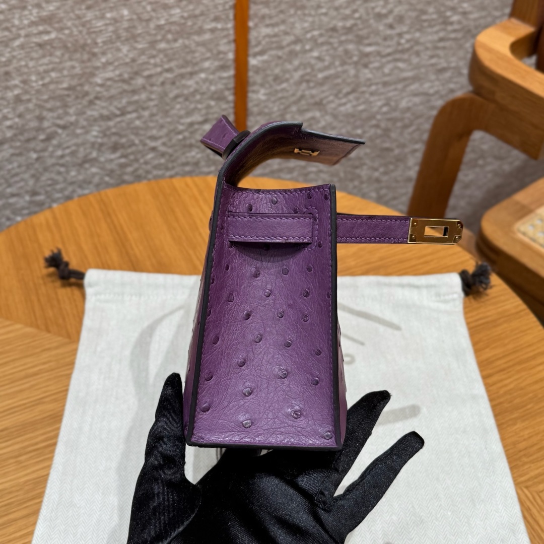 Hermès  Kelly Pochette 1  Anemone KK ostrich imported