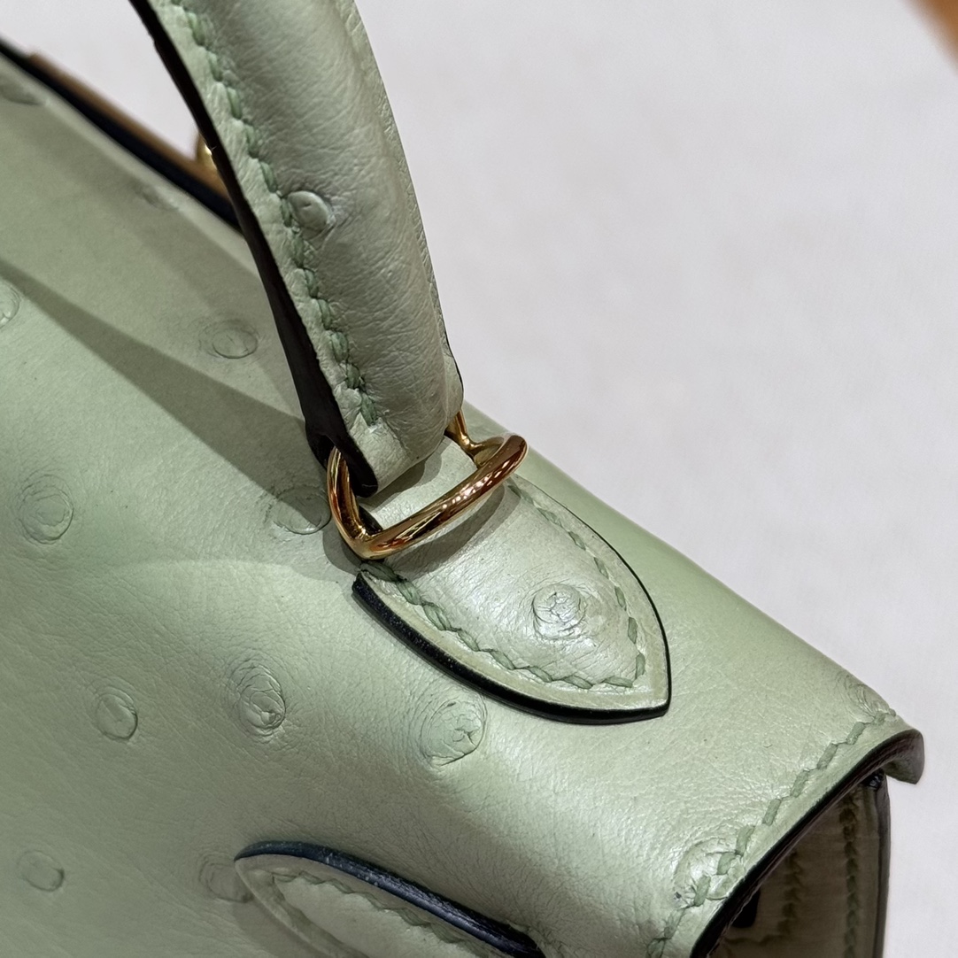 Hermès  Mini Kelly2 Size19 Vert Criquet  KK ostrich imported