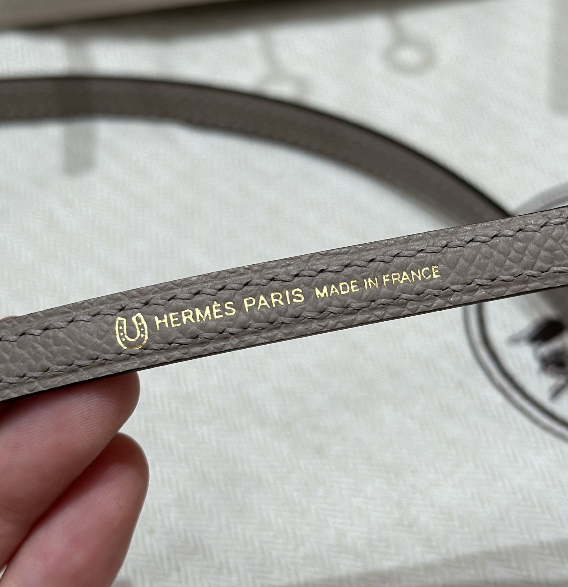 Hermès  Mini Kelly2 Size19 Craie and Girs Asphalted Epsom