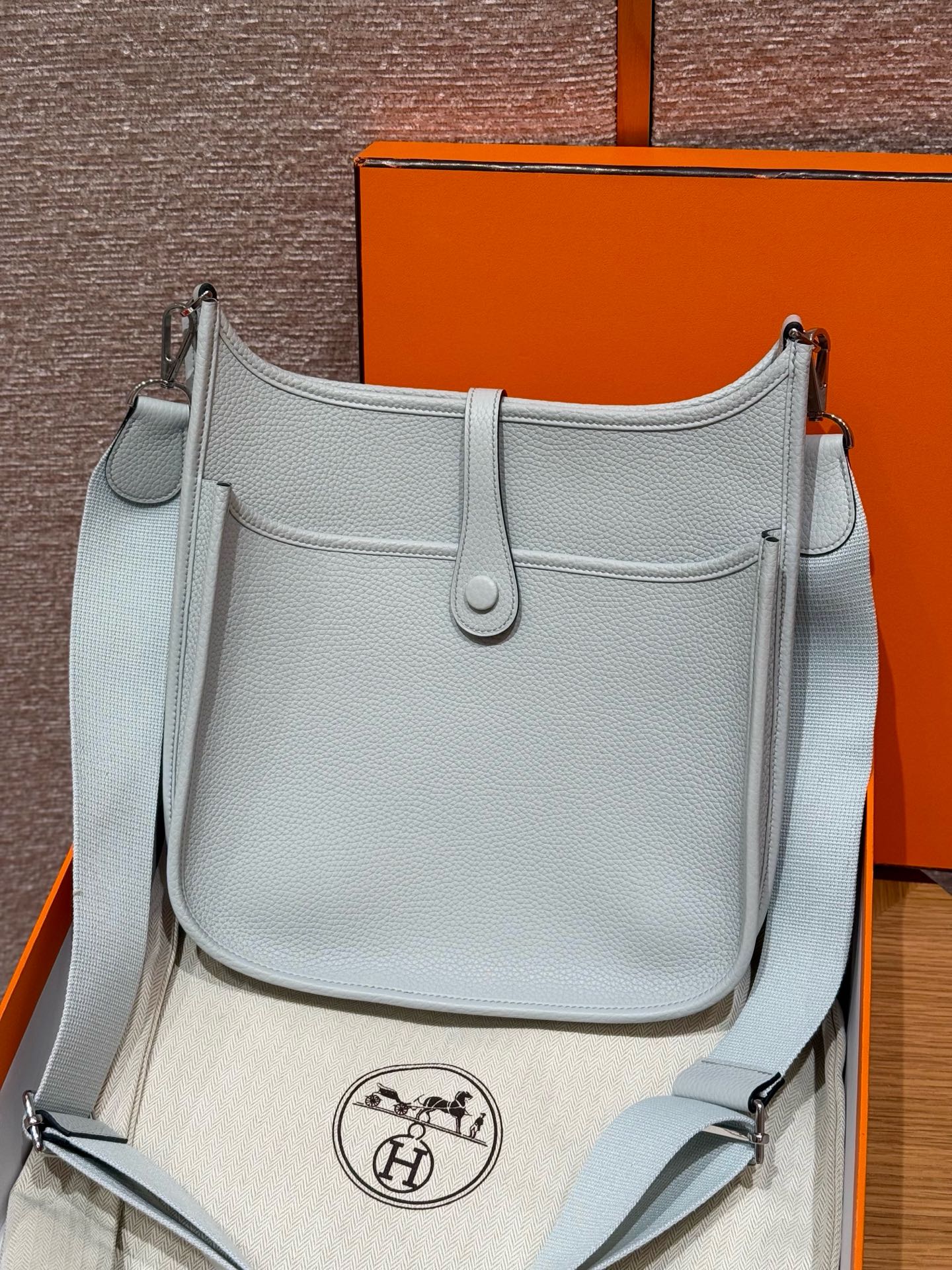 Hermès  Evelyne 29 Blue pale Clemence