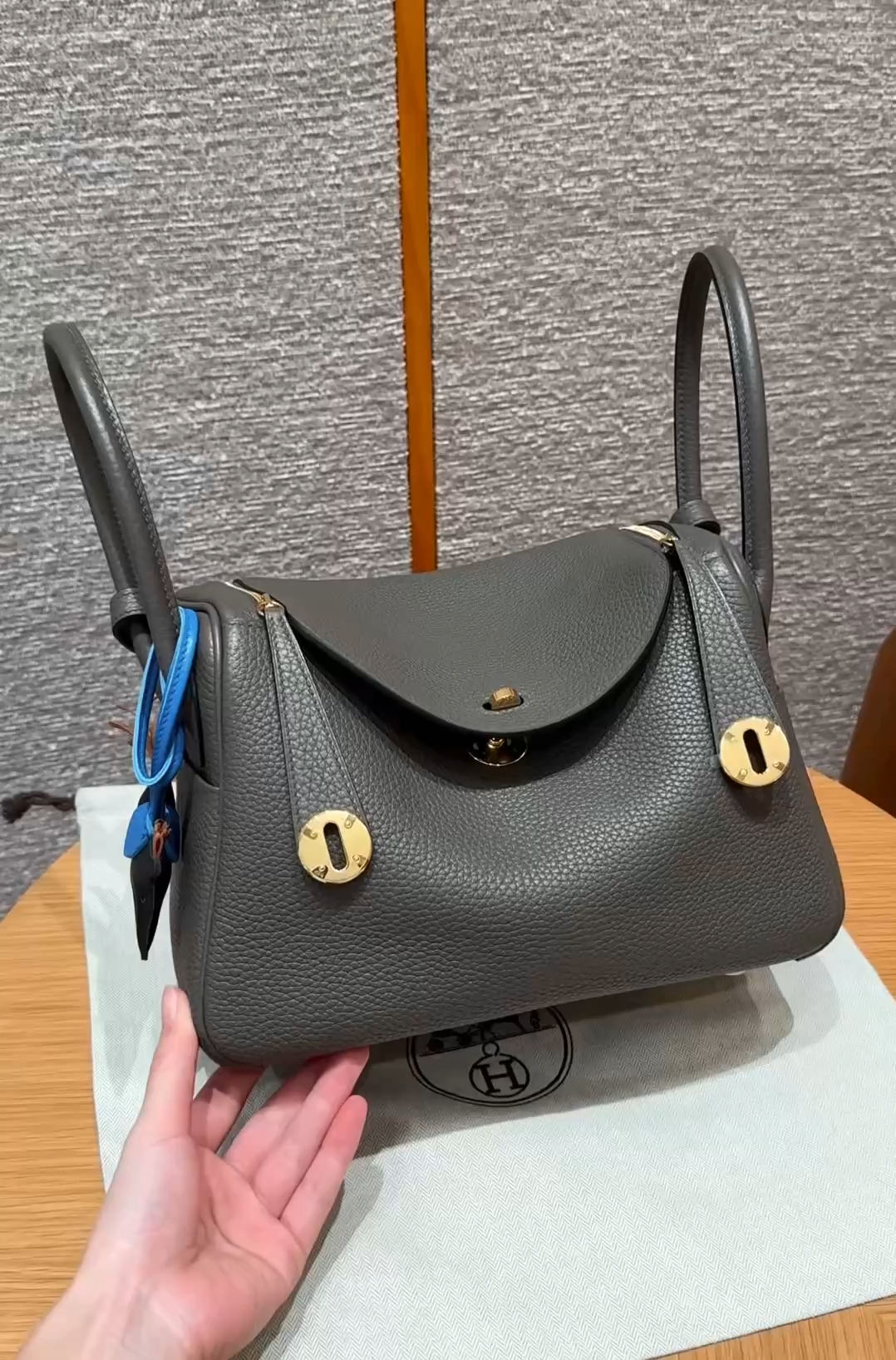 Hermès  Lindy 26  Girs etain Clemence